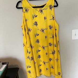 Halogen | Yellow Floral Tank Shift Dress | Size XL